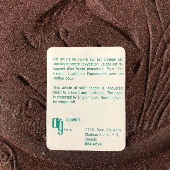 Vtg Gilbert Giles Copper  Decor Plate - Picture 9 of 9